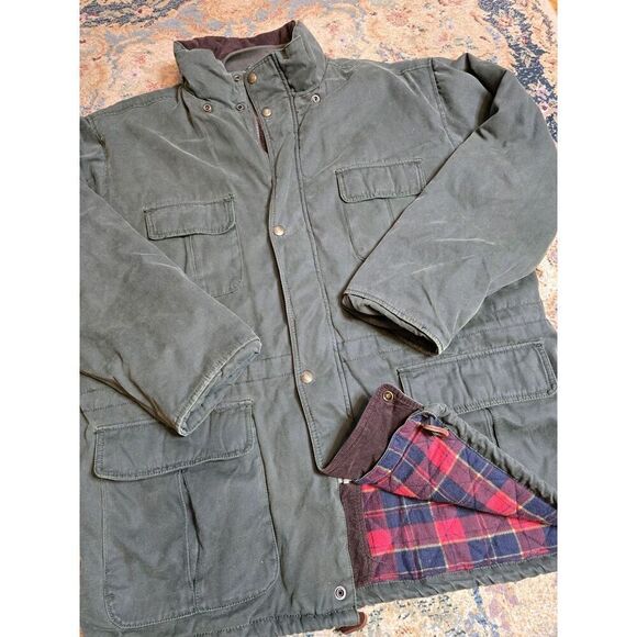 Vtg Y2k American Eagle Jacket Canvas Men Chore Coat Quilted Flannel Lined Medium